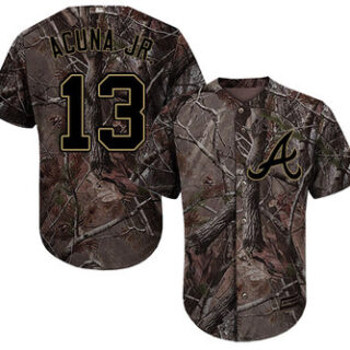 Braves #13 Ronald Acuna Jr. Camo Realtree Collection Cool Base Stitched Baseball Jersey