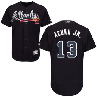 Braves #13 Ronald Acuna Jr. Navy Blue Flexbase Authentic Collection Stitched Baseball Jersey