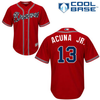 Braves #13 Ronald Acuna Jr. Red New Cool Base Stitched Baseball Jersey