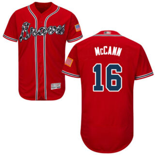 Braves #16 Brian McCann Red Flexbase Authentic Collection Stitched Baseball Jersey