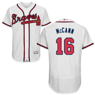 Braves #16 Brian McCann White Flexbase Authentic Collection Stitched Baseball Jersey