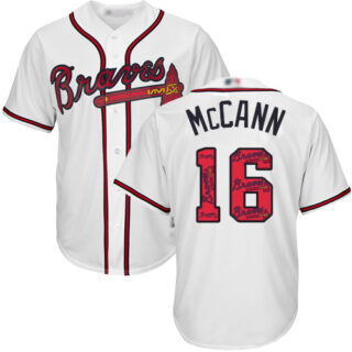 Braves #16 Brian McCann White Team Logo Fashion Stitched Baseball Jersey