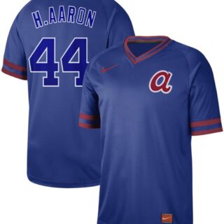 Braves #44 Hank Aaron Royal Authentic Cooperstown Collection Stitched Baseball Jersey