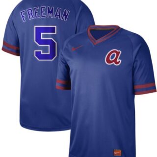 Braves #5 Freddie Freeman Royal Authentic Cooperstown Collection Stitched Baseball Jersey