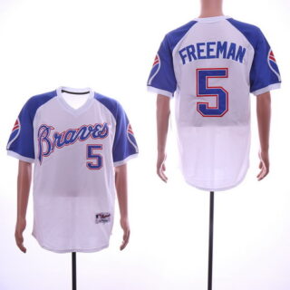 Braves 5 Freddie Freeman White Throwback Jersey
