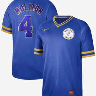 Brewers #4 Paul Molitor Royal Authentic Cooperstown Collection Stitched Baseball Jersey