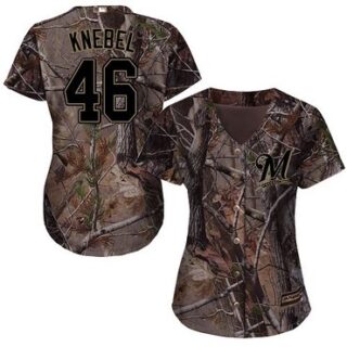 Brewers #46 Corey Knebel Camo Realtree Collection Cool Base Women's Stitched Baseball Jersey