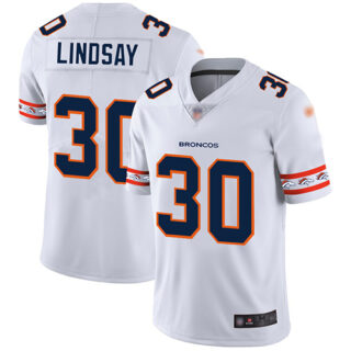 Broncos #30 Phillip Lindsay White Men's Stitched Football Limited Team Logo Fashion Jersey