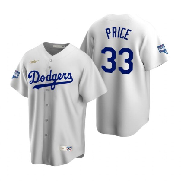 Brooklyn Dodgers #33 David Price White 2020 World Series Champions Cooperstown Collection Jersey