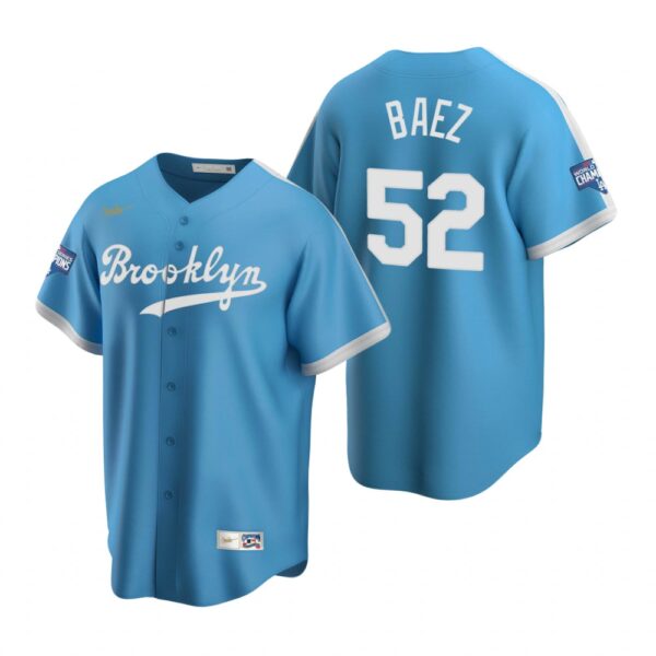 Brooklyn Dodgers #52 Pedro Baez Light Blue 2020 World Series Champions Cooperstown Collection Jersey