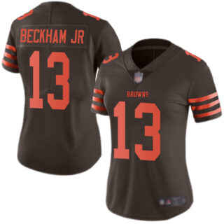 Browns #13 Odell Beckham Jr Brown Women's Stitched Football Limited Rush Jersey