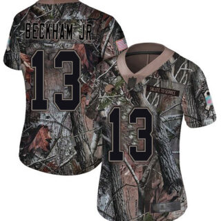 Browns #13 Odell Beckham Jr Camo Women's Stitched Football Limited Rush Realtree Jersey