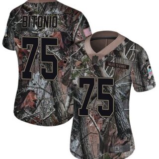 Browns #75 Joel Bitonio Camo Women's Stitched Football Limited Rush Realtree Jersey