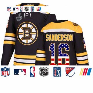Bruins #16 Derek Sanderson Black Home Authentic USA Flag Stanley Cup Final Bound Stitched Hockey Jersey