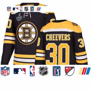 Bruins #30 Gerry Cheevers Black Home Authentic Stanley Cup Final Bound Stitched Hockey Jersey