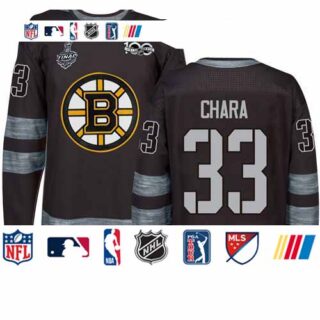 Bruins #33 Zdeno Chara Black 1917-2017 100th Anniversary Stanley Cup Final Bound Stitched Hockey Jersey