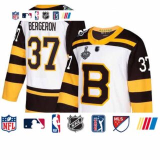 Bruins #37 Patrice Bergeron White Authentic 2019 Winter Classic Stanley Cup Final Bound Youth Stitched Hockey Jersey