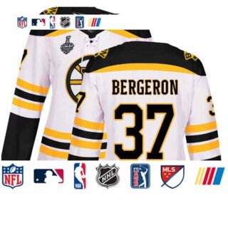 Bruins #37 Patrice Bergeron White Road Authentic Stanley Cup Final Bound Women's Stitched Hockey Jersey