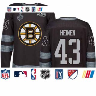 Bruins #43 Danton Heinen Black 1917-2017 100th Anniversary Stanley Cup Final Bound Stitched Hockey Jersey