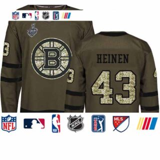 Bruins #43 Danton Heinen Green Salute to Service Stanley Cup Final Bound Stitched Hockey Jersey