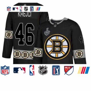 Bruins #46 David Krejci Black Authentic Team Logo Fashion Stanley Cup Final Bound Stitched Hockey Jersey
