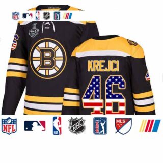 Bruins #46 David Krejci Black Home Authentic USA Flag Stanley Cup Final Bound Stitched Hockey Jersey