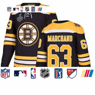 Bruins #63 Brad Marchand Black Home Authentic Stanley Cup Final Bound Stitched Hockey Jersey