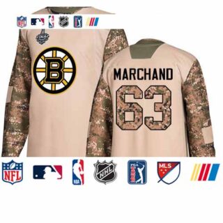 Bruins #63 Brad Marchand Camo Authentic 2017 Veterans Day Stanley Cup Final Bound Stitched Hockey Jersey
