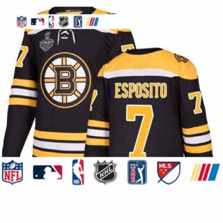 Bruins #7 Phil Esposito Black Home Authentic Stanley Cup Final Bound Stitched Hockey Jersey