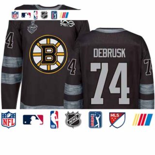 Bruins #74 Jake DeBrusk Black 1917-2017 100th Anniversary Stanley Cup Final Bound Stitched Hockey Jersey