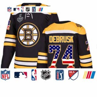 Bruins #74 Jake DeBrusk Black Home Authentic USA Flag Stanley Cup Final Bound Stitched Hockey Jersey