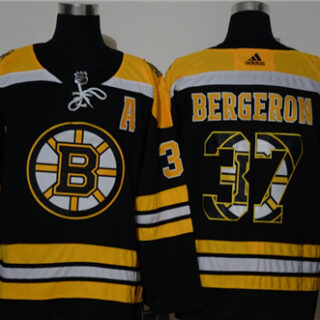 Bruins 37 Patrice Bergeron Black Adidas Fashion Jersey