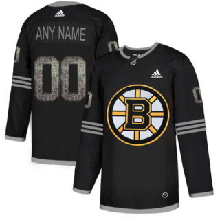 Bruins Black Shadow Logo Print Men's Customized Adidas Jersey