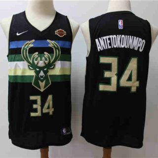 Bucks 34 Giannis Antetokounmpo Black City Edition Nike Swingman Jersey
