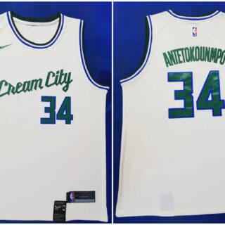 Bucks 34 Giannis Antetokounmpo Cream 2019-20 City Edition Nike Swingman Jersey