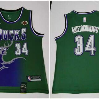 Bucks 34 Giannis Antetokounmpo Green Nike Swingman Jersey