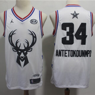 Bucks 34 Giannis Antetokounmpo White 2019 NBA All-Star Game Jordan Brand Swingman Jersey