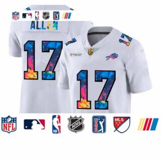 Buffalo Bills #17 Josh Allen Men's White Nike Multi-Color 2020 NFL Crucial Catch Limited NFL Jersey