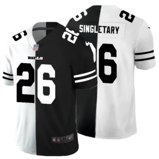 Buffalo Bills #26 Devin Singletary Men's Black V White Peace Split Nike Vapor Untouchable Limited NFL Jersey