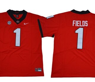 Bulldogs #1 Justin Fields Red Limited Stitched NCAA Jersey$49.00$22.5