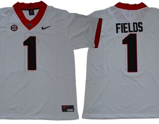 Bulldogs #1 Justin Fields White Limited Stitched NCAA Jersey