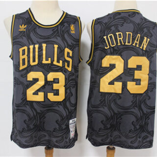Bulls 23 Michael Jordan Black Hardwood Classics Jersey