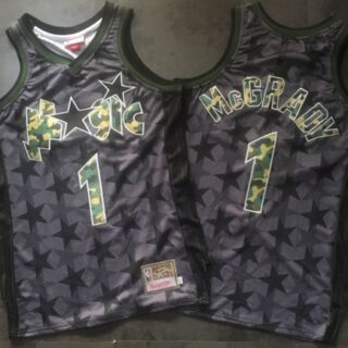 Camo Swingman Magic #1 Tracy Mcgrady Black Stitched Basketball Jersey