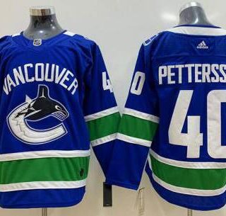 Canucks 40 Elias Pettersson Blue Adidas Jersey