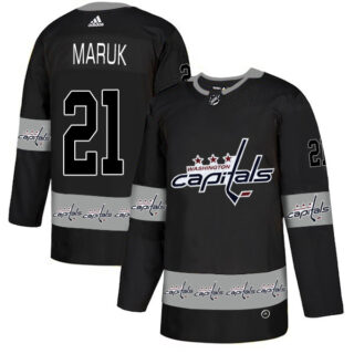 Capitals 21 Dennis Maruk Black Team Logos Fashion Adidas Jersey