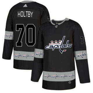 Capitals 70 Braden Holtby Black Team Logos Fashion Adidas Jersey