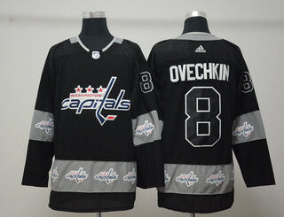Capitals 8 Alex Ovechkin Black Team Logos Fashion Adidas Jersey