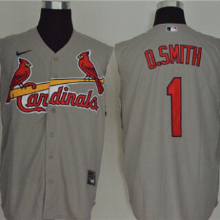 Cardinals 1 O.Smith Gray Nike Cool Base Sleeveless Jersey