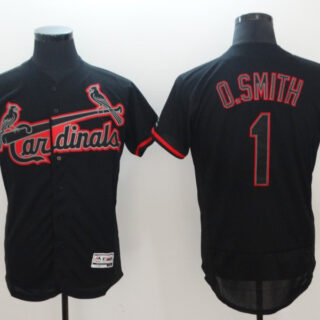 Cardinals 1 Ozzie Smith Black Flexbase Jersey
