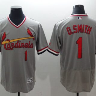 Cardinals 1 Ozzie Smith Grey Cooperstown Collection Flexbase Jersey